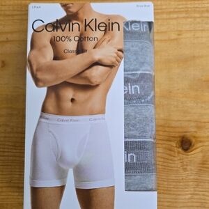 Calvin Klein Men’s Cotton Boxer Briefs - White & Gray (3-Pack)